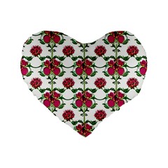 Retro 1880s Flowers Pattern 2 Standard 16  Premium Flano Heart Shape Cushions by violetheavensky