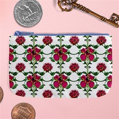 Retro 1880s Flowers Pattern 2 Large Coin Purse by violetheavensky