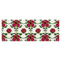 Retro 1880s Flowers Pattern 2 Banner And Sign 8  X 3  by violetheavensky