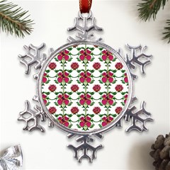 Retro 1880s Flowers Pattern 2 Metal Large Snowflake Ornament by violetheavensky