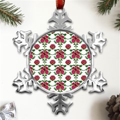 Retro 1880s Flowers Pattern 2 Metal Small Snowflake Ornament by violetheavensky