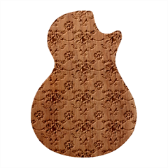 Retro 1880s Flowers Pattern 2 Guitar Shape Wood Guitar Pick Holder Case And Picks Set by violetheavensky