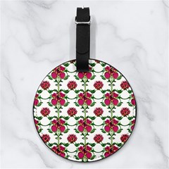 Retro 1880s Flowers Pattern 2 Nappa Leather Luggage Tag Round by violetheavensky