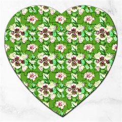 Retro 1880s Flowers Pattern 4 Jigsaw Puzzle (heart) by violetheavensky