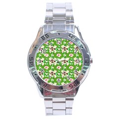 Retro 1880s Flowers Pattern 4 Stainless Steel Analogue Watch by violetheavensky