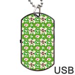 Retro 1880s Flowers Pattern 4 Dog Tag USB Flash (One Side) Front