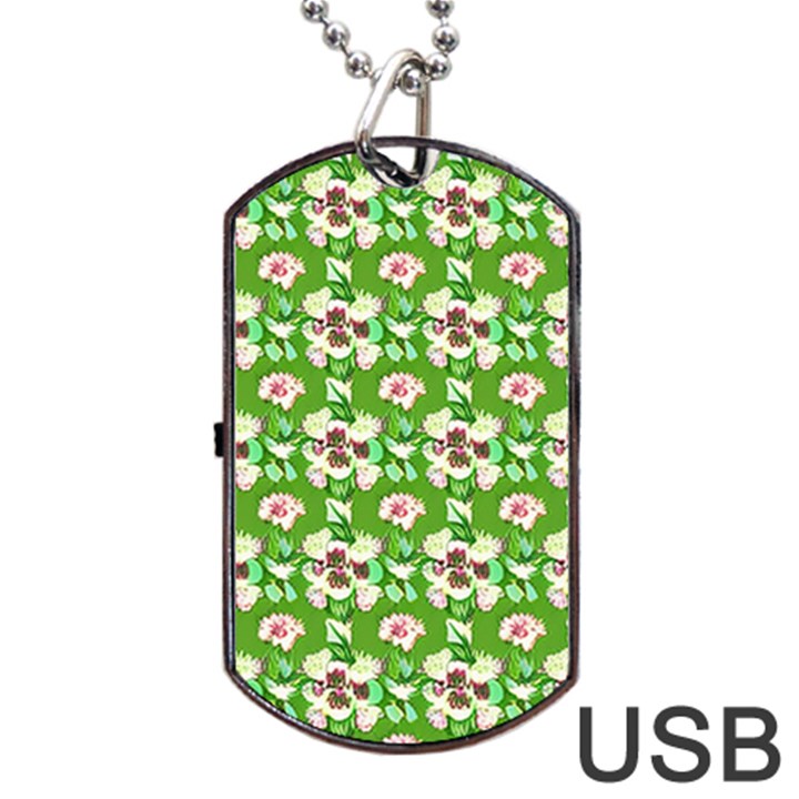 Retro 1880s Flowers Pattern 4 Dog Tag USB Flash (One Side)