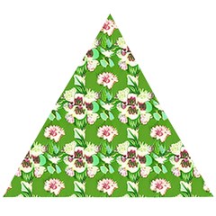 Retro 1880s Flowers Pattern 4 Wooden Puzzle Triangle by violetheavensky