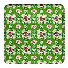 Retro 1880s Flowers Pattern 4 Square Glass Fridge Magnet (4 Pack) by violetheavensky