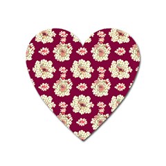 Retro 1880s Flowers Pattern Heart Magnet by violetheavensky