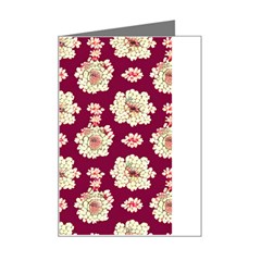 Retro 1880s Flowers Pattern Mini Greeting Card by violetheavensky