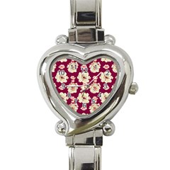 Retro 1880s Flowers Pattern Heart Italian Charm Watch by violetheavensky