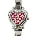 Retro 1880s Flowers Pattern Heart Italian Charm Watch Front