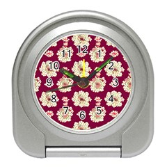 Retro 1880s Flowers Pattern Travel Alarm Clock by violetheavensky