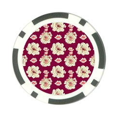 Retro 1880s Flowers Pattern Poker Chip Card Guard by violetheavensky