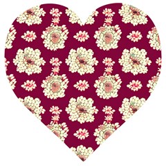 Retro 1880s Flowers Pattern Wooden Puzzle Heart by violetheavensky