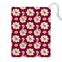 Retro 1880s Flowers Pattern Drawstring Pouch (4xl) by violetheavensky