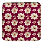 Retro 1880s Flowers Pattern Square Glass Fridge Magnet (4 pack) Front