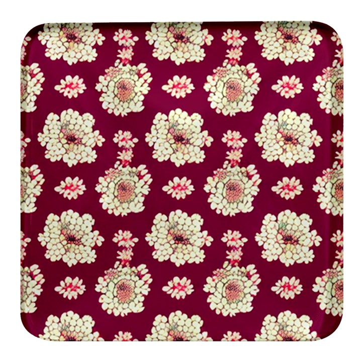 Retro 1880s Flowers Pattern Square Glass Fridge Magnet (4 pack)