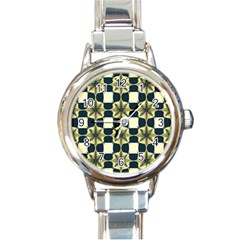 Royal Fractal Pattern Round Italian Charm Watch by violetheavensky