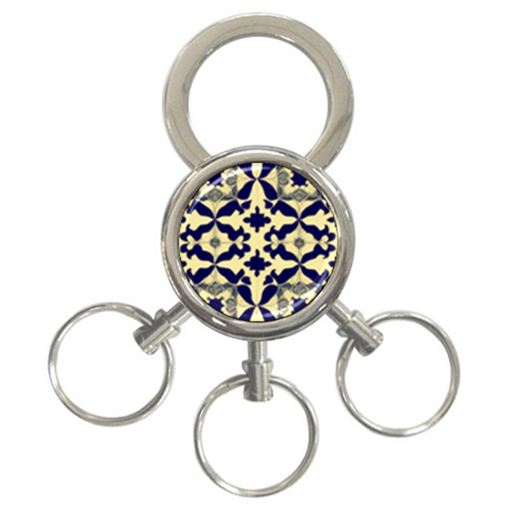 Royal Fractal Pattern 3 3-Ring Key Chain