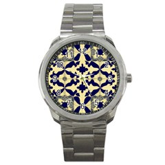 Royal Fractal Pattern 3 Sport Metal Watch by violetheavensky