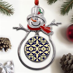 Royal Fractal Pattern 3 Metal Snowman Ornament by violetheavensky