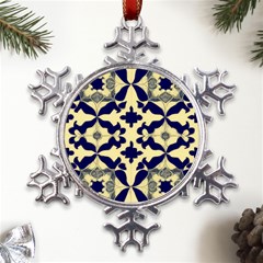 Royal Fractal Pattern 3 Metal Large Snowflake Ornament by violetheavensky