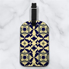 Royal Fractal Pattern 3 Nappa Leather Luggage Tag Rectangle by violetheavensky