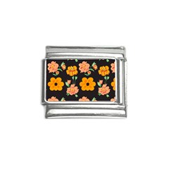 Retro 40s 50s Flowers Pattern Halloween 3 Italian Charm (9mm) by violetheavensky