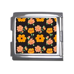 Retro 40s 50s Flowers Pattern Halloween 3 Mega Link Italian Charm (18mm) by violetheavensky