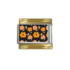 Retro 40s 50s Flowers Pattern Halloween 3 Gold Trim Italian Charm (9mm) by violetheavensky