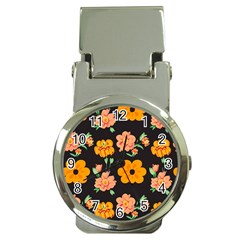 Retro 40s 50s Flowers Pattern Halloween 3 Money Clip Watches by violetheavensky