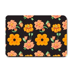 Retro 40s 50s Flowers Pattern Halloween 3 Small Doormat by violetheavensky