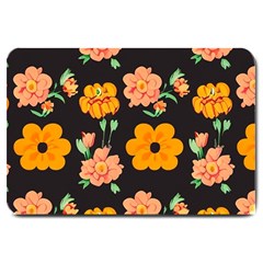 Retro 40s 50s Flowers Pattern Halloween 3 Large Doormat by violetheavensky