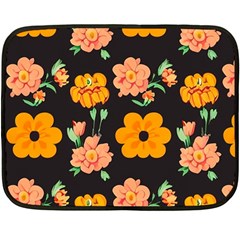 Retro 40s 50s Flowers Pattern Halloween 3 Two Sides Fleece Blanket (mini) by violetheavensky