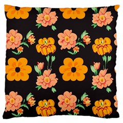 Retro 40s 50s Flowers Pattern Halloween 3 Large Cushion Case (one Side) by violetheavensky