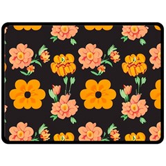 Retro 40s 50s Flowers Pattern Halloween 3 Two Sides Fleece Blanket (large) by violetheavensky