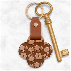 Retro 40s 50s Flowers Pattern Halloween 3 Engraved Wood Key Chain by violetheavensky