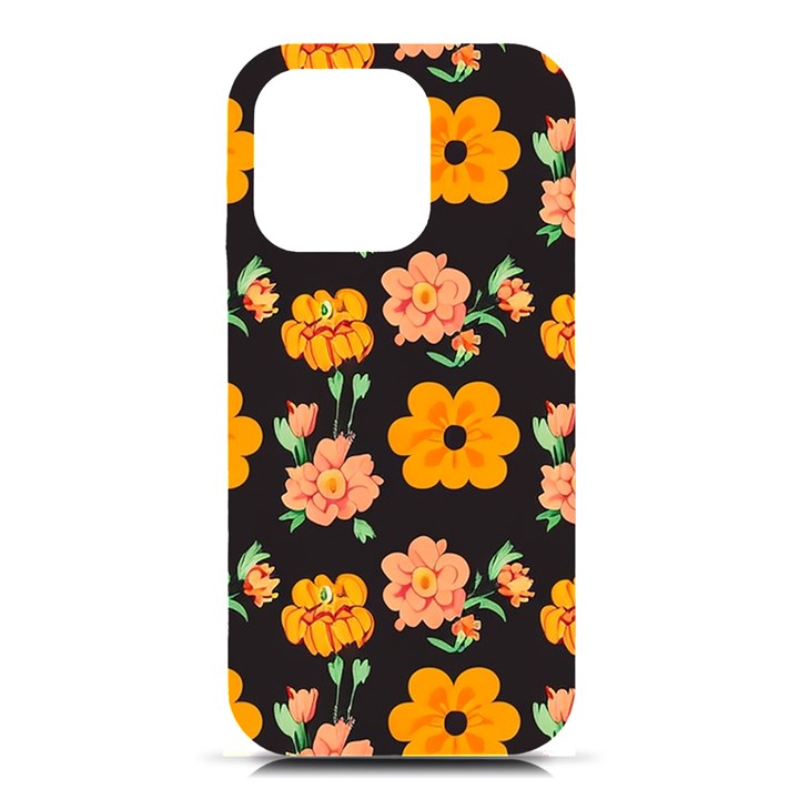 Retro 40s 50s Flowers Pattern Halloween 3 iPhone 16 Pro Black UV Print PC Hardshell Case