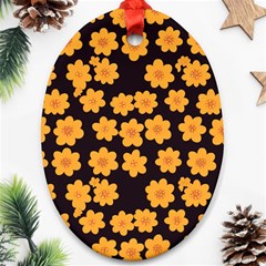 Retro 40s 50s Flowers Pattern Halloween 4 Ornament (oval) by violetheavensky