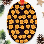 Retro 40s 50s Flowers Pattern Halloween 4 Ornament (Oval) Front