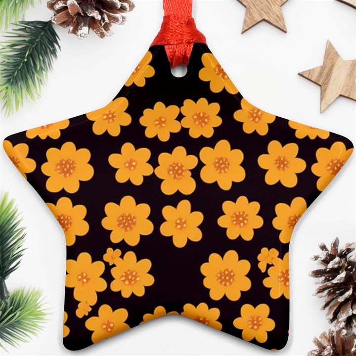 Retro 40s 50s Flowers Pattern Halloween 4 Ornament (Star)