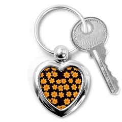 Retro 40s 50s Flowers Pattern Halloween 4 Key Chain (heart) by violetheavensky