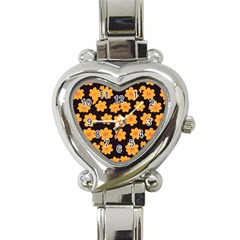 Retro 40s 50s Flowers Pattern Halloween 4 Heart Italian Charm Watch by violetheavensky