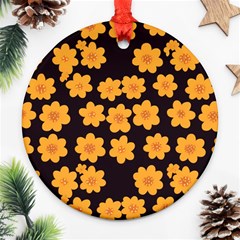 Retro 40s 50s Flowers Pattern Halloween 4 Round Ornament (two Sides) by violetheavensky