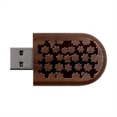 Retro 40s 50s Flowers Pattern Halloween 4 Wood Oval Usb Flash Drive by violetheavensky