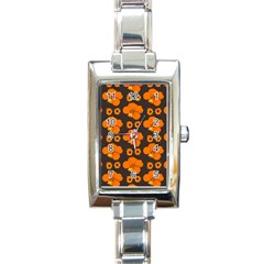 Retro 40s 50s Flowers Pattern Halloween 2 Rectangle Italian Charm Watch by violetheavensky