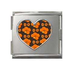 Retro 40s 50s Flowers Pattern Halloween 2 Mega Link Heart Italian Charm (18mm) by violetheavensky