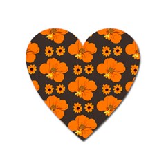 Retro 40s 50s Flowers Pattern Halloween 2 Heart Magnet by violetheavensky